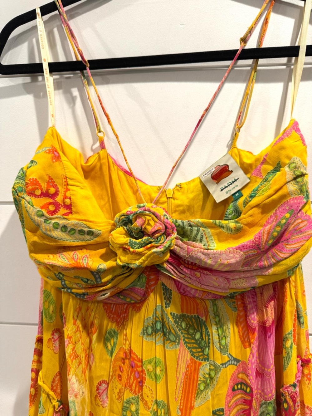 FARM Rio Yellow Floral Maxi Dress with Pink & Green Print - Picture 8 of 13
